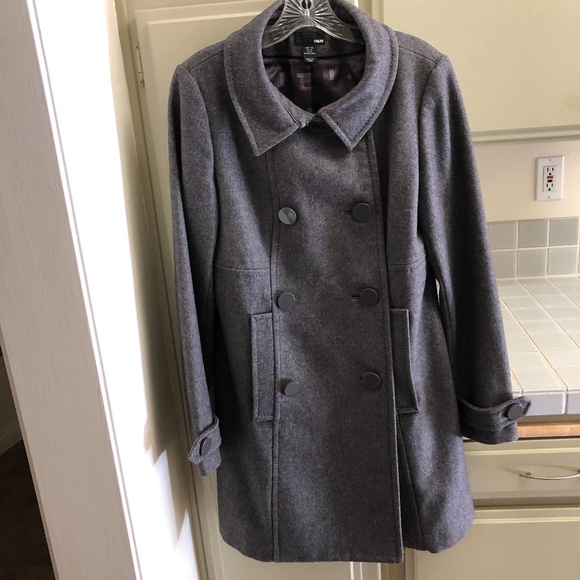 COPY - H&M Double Breasted Grey Wool Coat Size 12 - Picture 1 of 16